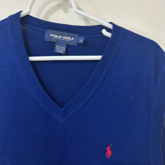 Polo Ralph Lauren Golf Vintage Mens Sz Large Blue Sweater Vest Preppy Logo - Picture 3 of 6